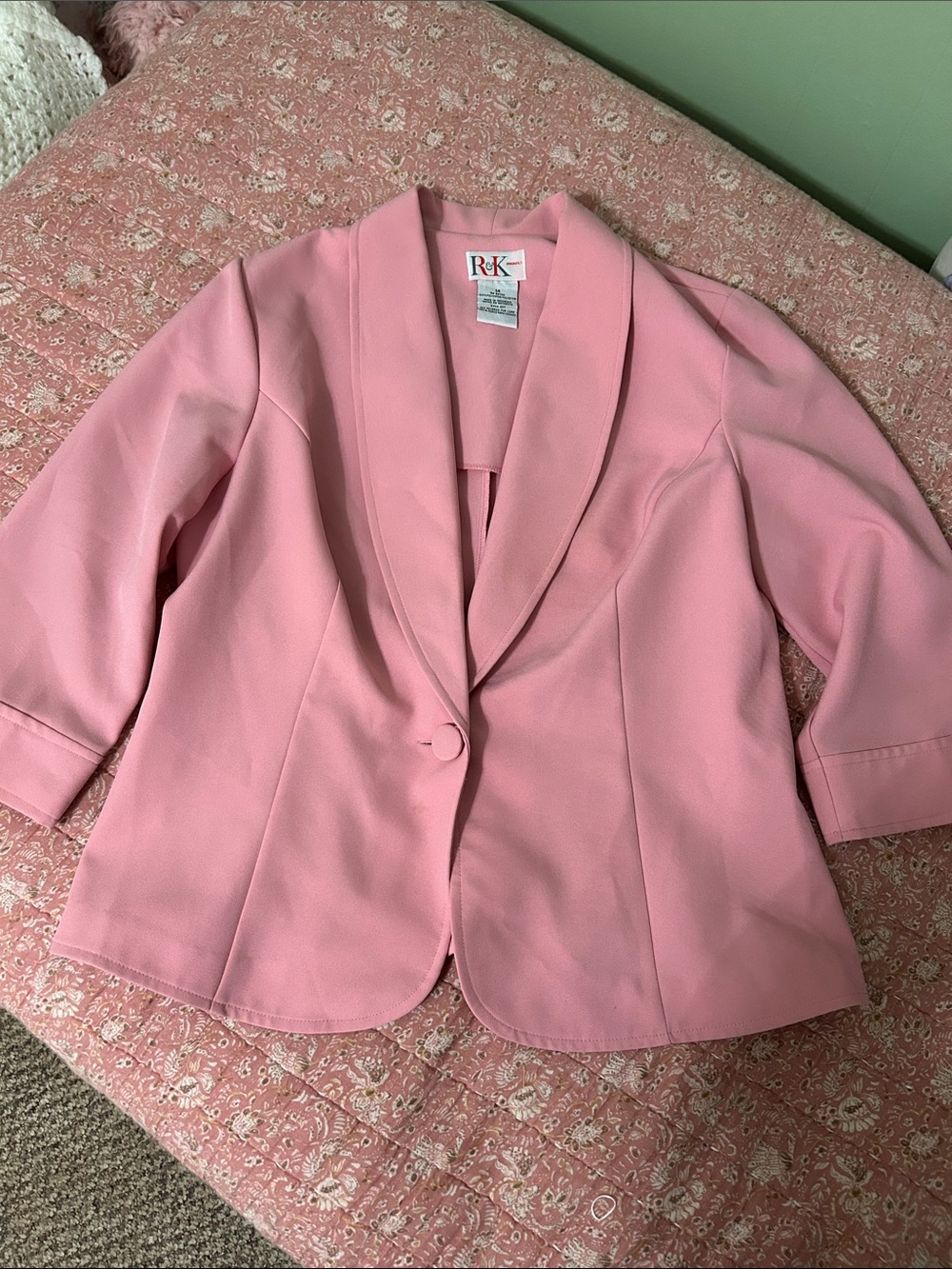 R&K Dusty Pink Shawl-Collar Women's Blazer